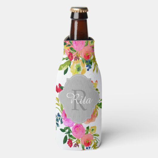 PixDezines Floral Watercolor/DIY Hintergrund Flaschenkühler (Flaschenvorderseite)