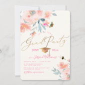 PixDezines Floral Watercolor Graduation Party Einladung (Vorderseite)
