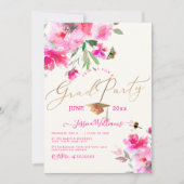 PixDezines Floral Watercolor Graduation Party Einladung (Vorderseite)