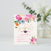 PixDezines Floral Watercolor Graduation Party Einladung (Stehend Vorderseite)