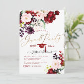 PixDezines Floral Watercolor Graduation Party Invi Einladung (Stehend Vorderseite)