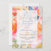 PixDEzines Floral Watercolor Rose Mitzvah Einladung (Vorderseite)
