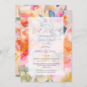 PixDEzines Floral Watercolor Rose Mitzvah Einladung (Vorne/Hinten)