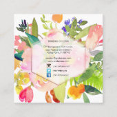 PixDezines Floral Watercolor/Spring Bouquet Quadratische Visitenkarte (Rückseite)