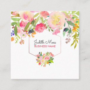 PixDezines Floral Watercolor/Spring Bouquet Quadratische Visitenkarte