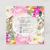 PixDezines Floral Watercolor/Spring Bouquet Quadratische Visitenkarte (Rückseite)