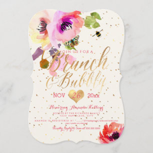 PixDezines Florale Aquarell-Frühstück+Sprudelndes Einladung