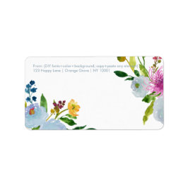 PixDezines florale Wasserfarbe/ranunculus/blau Adressaufkleber