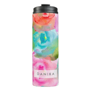 PixDezines Florales Wasserfarben/DIY Hintergrund Thermosbecher