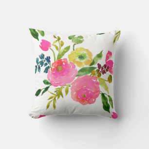 PixDezines Florales Wasserfarben/Ranunculus/Rosa Kissen