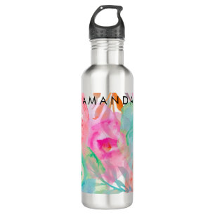 PixDezines Florales/Watercolor/Rosen Trinkflasche