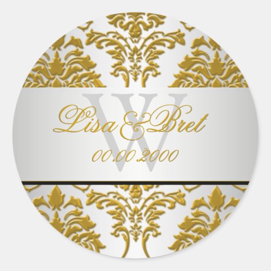 PixDezines florentius Damask/Imitate metallisch Runder Aufkleber (Vorderseite)