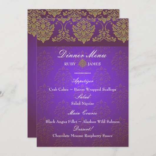 PixDezines florentius Damask menu/Imitat Gold Menükarte (Vorne/Hinten)