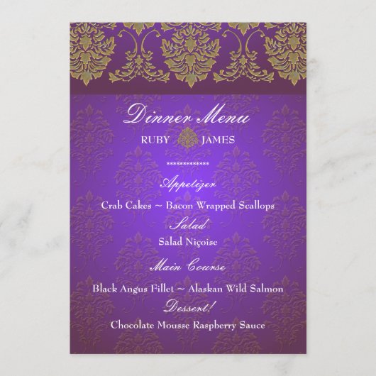 PixDezines florentius Damask menu/Imitat Gold Menükarte (Vorderseite)