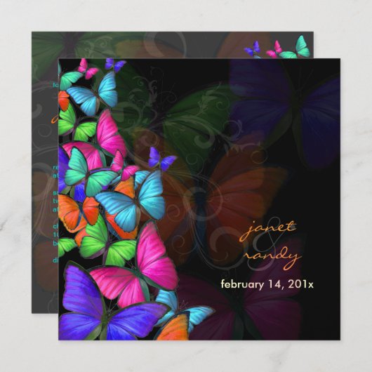 PixDezines Fluttering By/Neon Farbe/DIY Hintergrun Einladung (Vorne/Hinten)