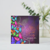 PixDezines Fluttering By/Neon Farbe/Pflaume Einladung (Stehend Vorderseite)