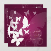 PixDezines Fluttering von... Schmetterlinge weiß/p Einladung (Vorne/Hinten)