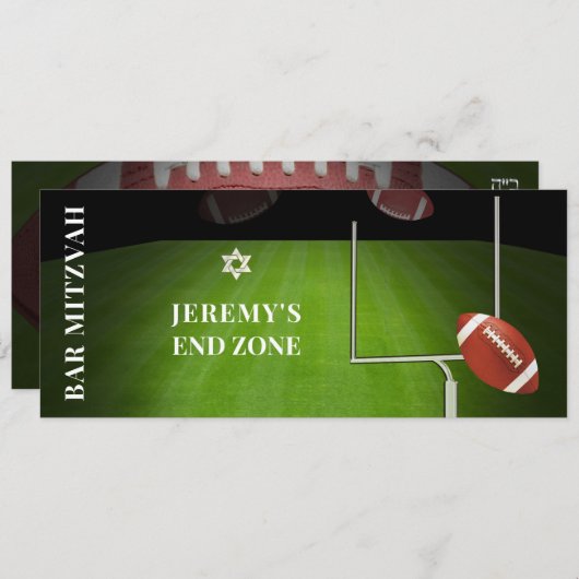 ✡ PixDezines FOOTBALL END ZONE BAR MITZVAH Einladung (Vorne/Hinten)