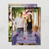 PixDezines Foto+Pfau/Save the Date Ankündigungspostkarte (Vorne/Hinten)