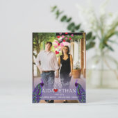 PixDezines Foto+Pfau/Save the Date Ankündigungspostkarte (Stehend Vorderseite)