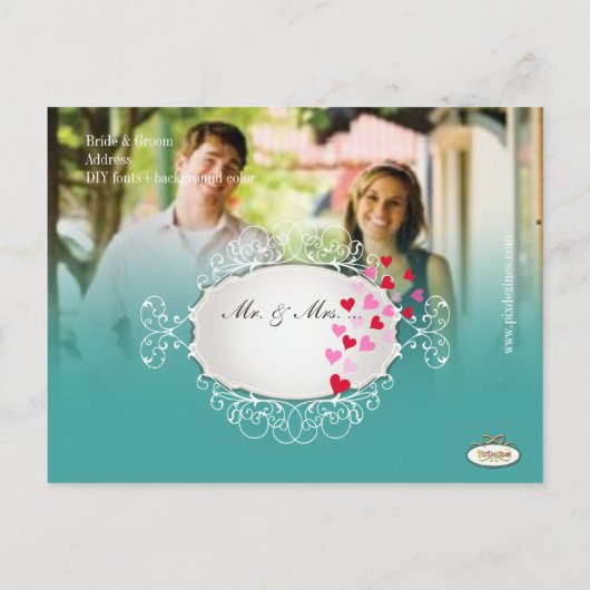 PixDezines Foto+Pfau/Save the Date Ankündigungspostkarte (Rückseite)