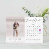 PixDezines Foto: Save the Date Calendar Pink Heart Einladung (Stehend Vorderseite)