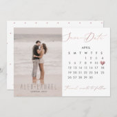 PixDezines Foto Save the Date Kalender Rose Gold Einladung (Vorne/Hinten)