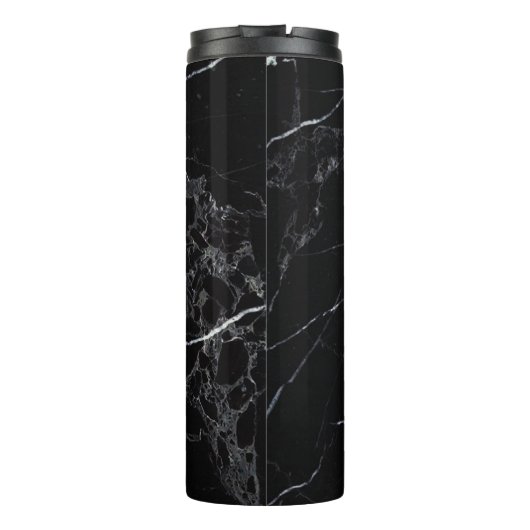 PixDezines Frau BLACK MARBLE IMITATS GOLD Thermosbecher (Rückseite)