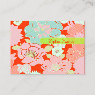 PixDezines Frohe Retro-Blumen, DIY-Hintergrund Visitenkarte