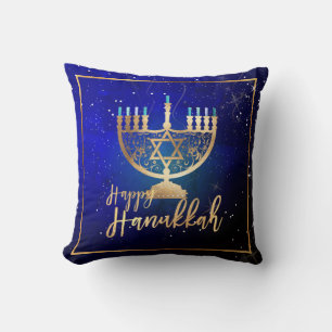PixDezines Frohes Chanukka Tempel Menorah Kissen