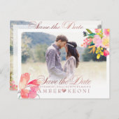 PixDezines Frühlingsflorale Save the Date/Rose Gol Ankündigungspostkarte (Vorne/Hinten)