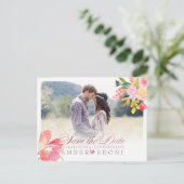 PixDezines Frühlingsflorale Save the Date/Rose Gol Ankündigungspostkarte (Stehend Vorderseite)