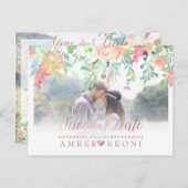 PixDezines Frühlingsflorale Save the Date/Rose Gol Ankündigungspostkarte (Vorne/Hinten)