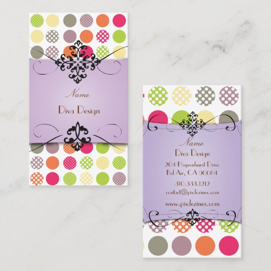 PixDezines Funky Polka Punkte| DIREKTE Hintergrund Visitenkarte (Vorne/Hinten)