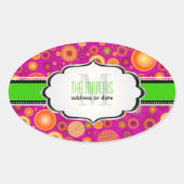 PixDezines Fuschia+Neon Weihnachtsschmuck Ovaler Aufkleber (Vorderseite)