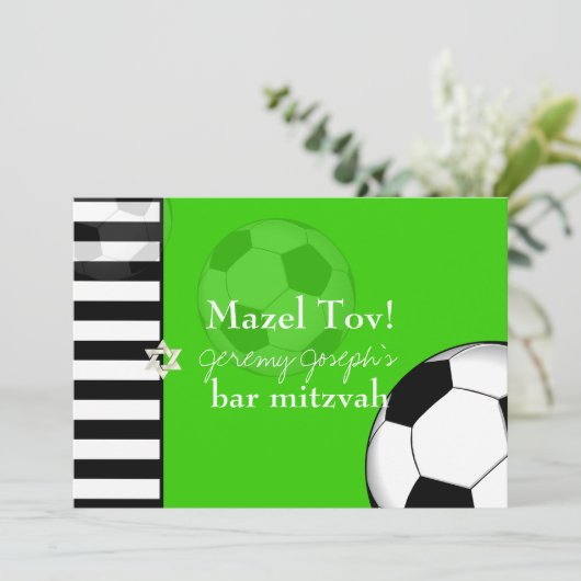 PixDezines Fußball Bar mitzvah/DIY Einladung (Stehend Vorderseite)