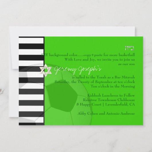 PixDezines Fußball Bar mitzvah/DIY Einladung (Rückseite)