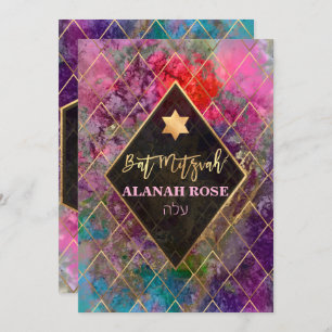 PixDezines Galaxy Abstrakt Geometric Bat Mitzvah Einladung