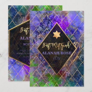 PixDezines Galaxy Abstrakt Geometric Bat Mitzvah Einladung