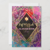 PixDezines Galaxy Abstrakt Geometric Bat Mitzvah Einladung (Vorderseite)