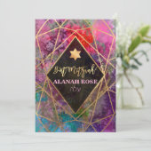 PixDezines Galaxy Abstrakt Geometric Bat Mitzvah Einladung (Stehend Vorderseite)