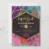 PixDezines Galaxy Abstrakt Geometric Bat Mitzvah Einladung (Rückseite)
