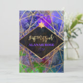 PixDezines Galaxy Abstrakt Geometric Bat Mitzvah Einladung (Stehend Vorderseite)