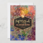 PixDezines Galaxy Abstrakt Geometric Bat Mitzvah Einladung (Vorderseite)