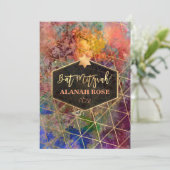 PixDezines Galaxy Abstrakt Geometric Bat Mitzvah Einladung (Stehend Vorderseite)