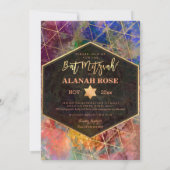 PixDezines Galaxy Abstrakt Geometric Bat Mitzvah Einladung (Rückseite)