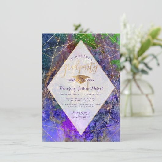 PixDezines Galaxy Abstrakt Graduation Party Einladung (Stehend Vorderseite)