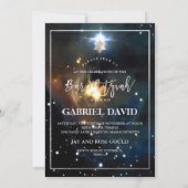 PixDezines Galaxy Bar Mitzvah Silver Einladung (Rückseite)