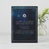 PixDezines Galaxy /Space Bat Mitzvah Einladung (Stehend Vorderseite)