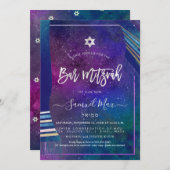 PixDezines Galaxy+Talitz Bar Mitzvah Einladung (Vorne/Hinten)